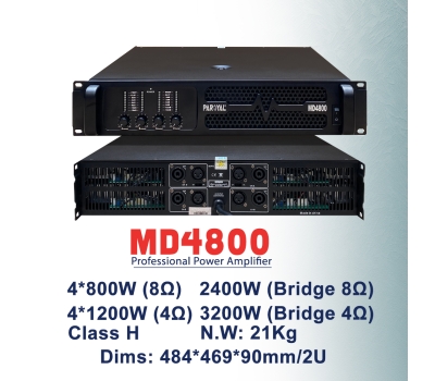 Main công suất 4 kênh Class H chính hãng Paroyal MD4800