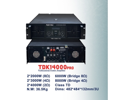 Cục đẩy công suất 2 kênh chính hãng Paroyal TDK14000PRO 